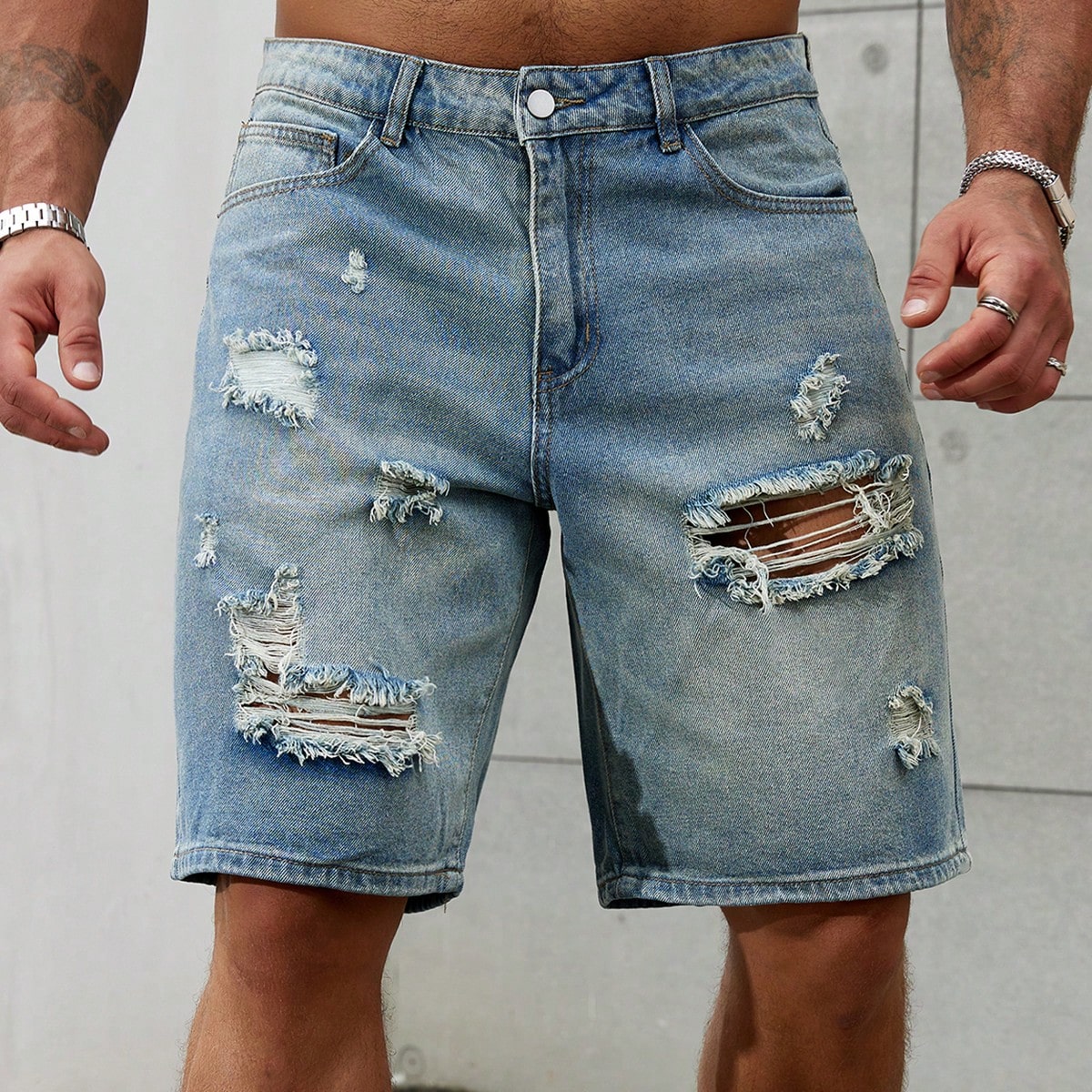 Men'S Shoes For Jeans - Yeni moda Mens yırtık kısa kot