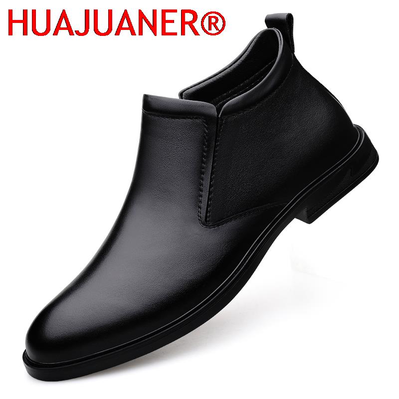 Men'S Shoes Dress Casual - Chelsea Çizmeler Siyah erkek Kısa Hakiki
