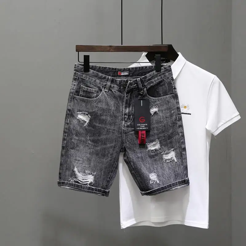 Men'S Shoes For Jeans - Erkek kısa kot pantolon pantolon siyah