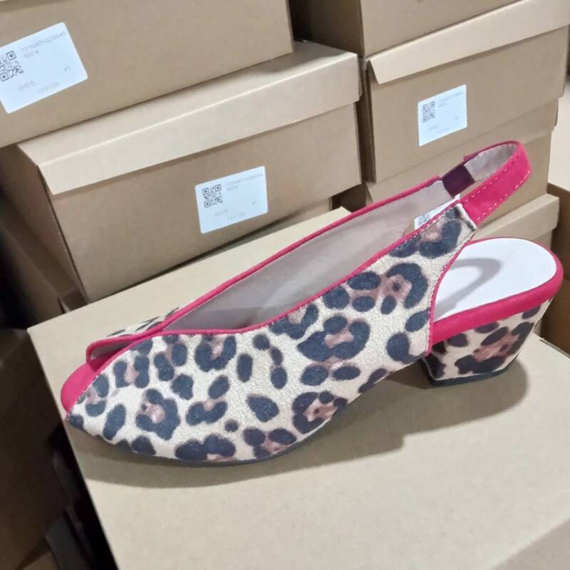 Leopar Desenli Peep Toe Slingb - Men'S Shoes With Toes incelemesi ve fiyatı