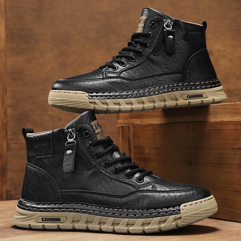 Erkek Deri Yüksek Top yarım çi - Men'S Shoes Comfortable Walking incelemesi ve fiyatı