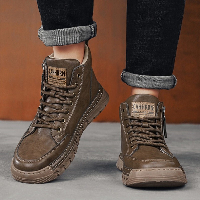 Erkek Deri Yüksek Top yarım çi - Men'S Shoes Comfortable Walking incelemesi ve fiyatı